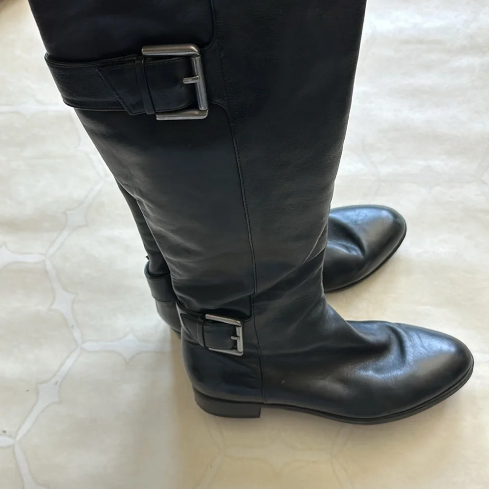 Via Spiga Leather Black Moto Leather Boots Size 7.5 - Picture 3 of 10